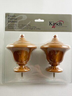 Kirsch Warm Oak Tulip Finials for 1 3/8" Diameter Pole (1 Pack / 2 Total)